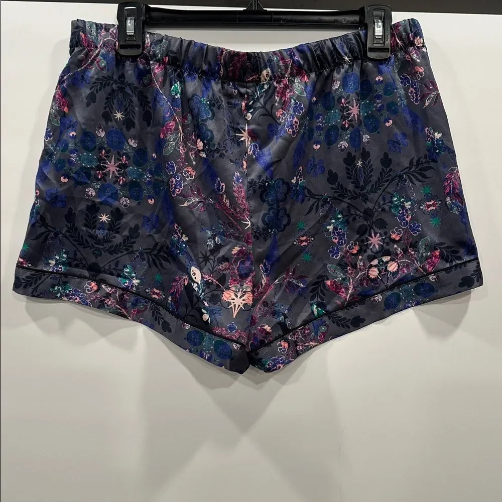 Victoria’s Secret Satin Short Pajama Set NWOT Gray Moody Floral M  Rare Print